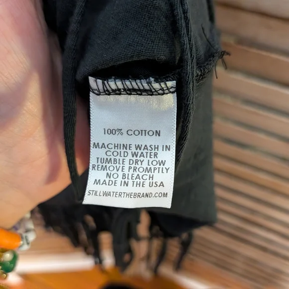 Stillwater The Brand Black Fringe Hem Sleeveless Tank Dress Cotton Size S - Picture 4 of 5